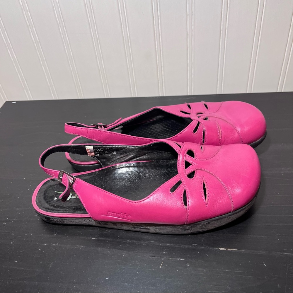 Earth Kalso Bouquet Tropical Pink Leather Slingback Sandals Negative Heel 8B - Picture 4 of 13